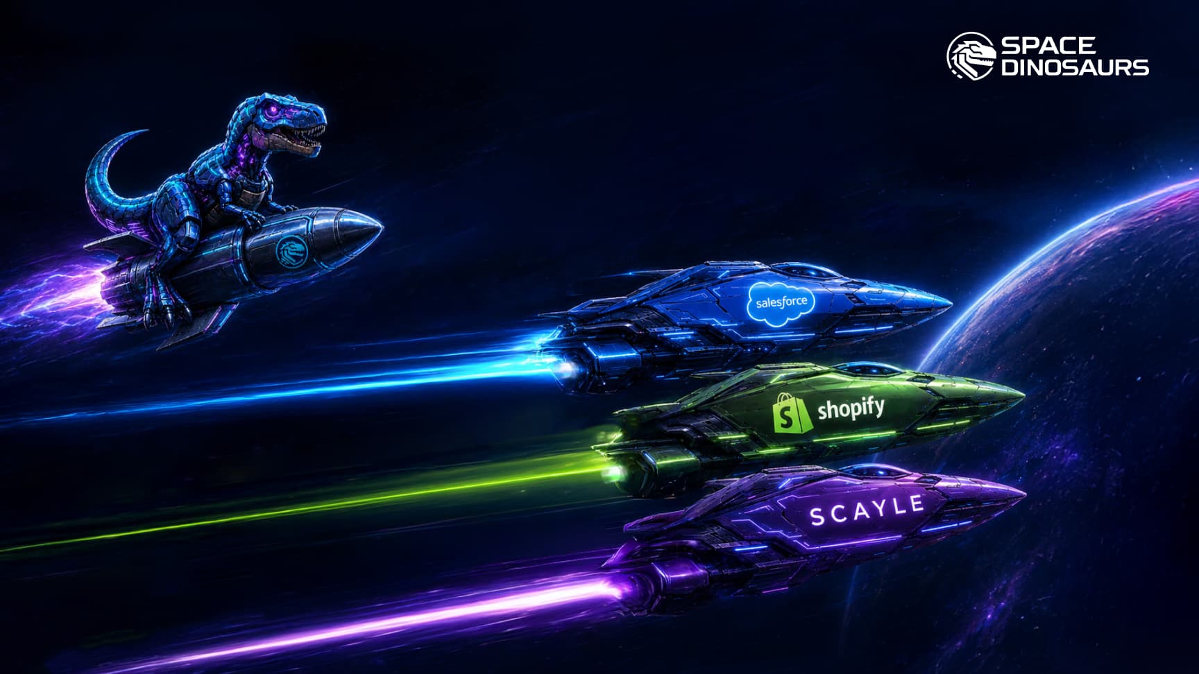 Space Dinosaurs — Enterprise Ecommerce Platforms: SFCC vs Shopify Plus vs SCAYLE