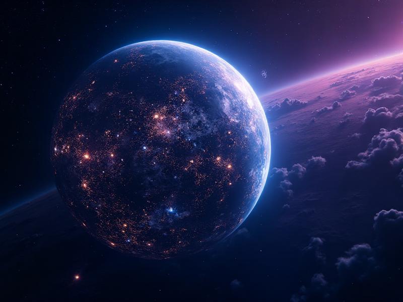 Solara6 Innovation Lab location on cyberpunk planet viewed from space